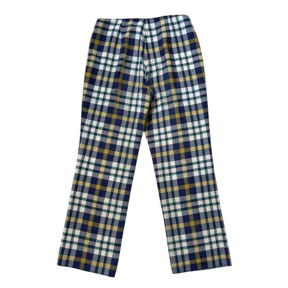 70s vintage plaid print pants acrylic tartan pattern Japan straight leg. - Picture 3 of 8